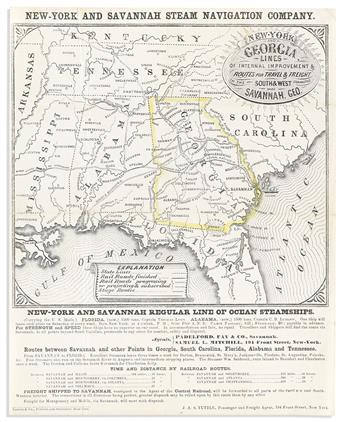 (AMERICAN SOUTHEAST -- TRAVEL.) New York and Savannah Steam Navigation Company. New York and Georgia Lines of Internal Improvement &             